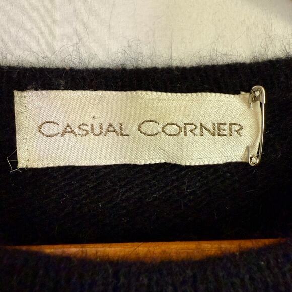 Vintage 100% Cashmere Sweater 80s 90s Casual Corner Women's Medium Black - Picture 3 of 8